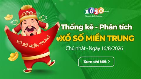 Thống kê XSMT 16/8/2026 - Phân tích Xổ số Miền Trung 16-8 Chủ nhật