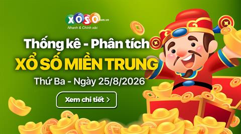 Thống kê XSMT 25/8/2026 - Phân tích Xổ số Miền Trung 25-8 Thứ 3