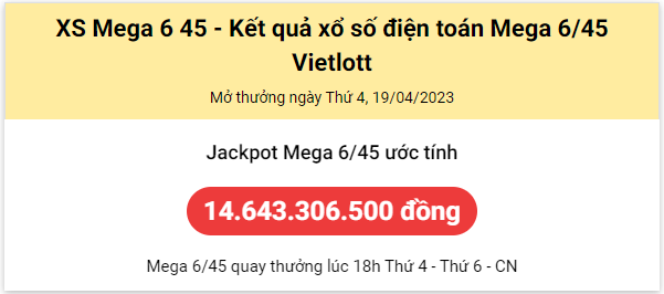 Thống kê Vietlott 19042023 - Phân tích Xổ số Mega 645 19-04 Thứ 4 1