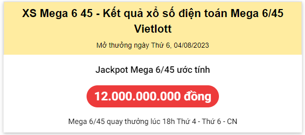 Thống kê Vietlott 04082023 - Phân tích Xổ số Mega 645 Thứ 6 1