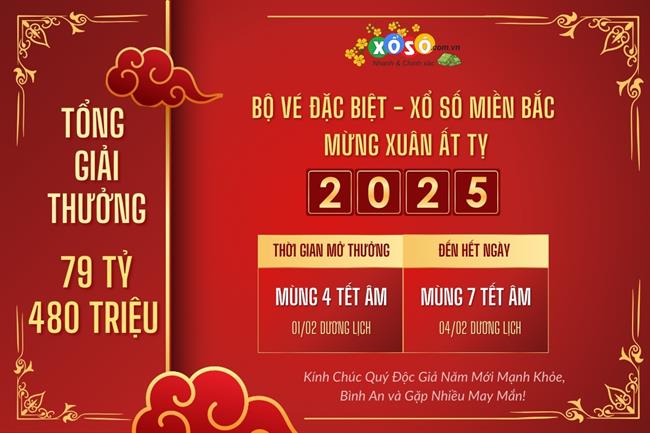 Mừng Xuân Ất Tỵ 2025: Tổng Giải Thưởng Xổ Số Miền Bắc lên đến 79,84 tỷ đồng